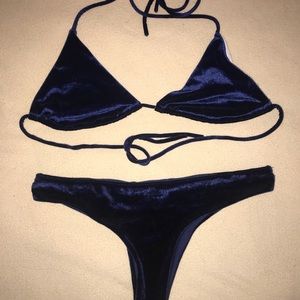 Cheeky blue velvet bikini